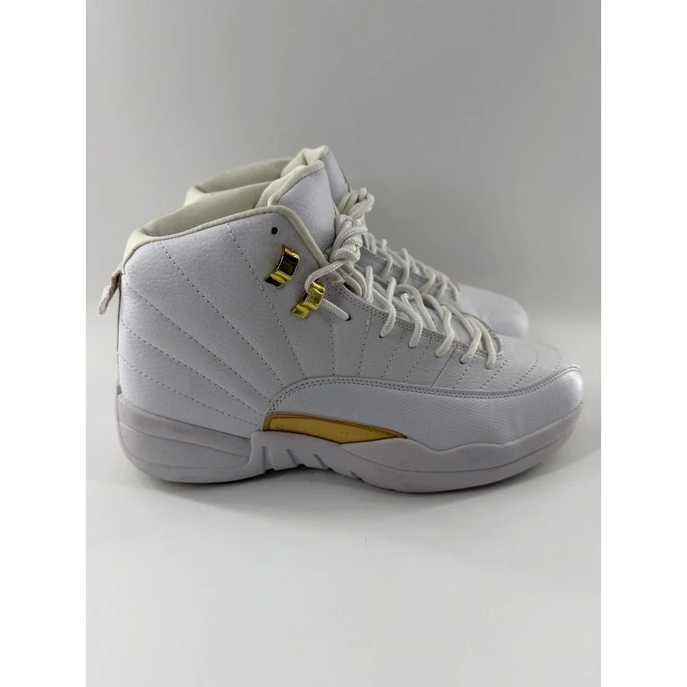 Nike Air Jordan 12 Retro Phantom Metallic Gold Mens Size 10 Sneakers White